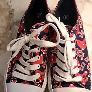 Boston Red Sox Canvas Sneakers Womens Size 8 - MLB Red & Navy Fan Shoes